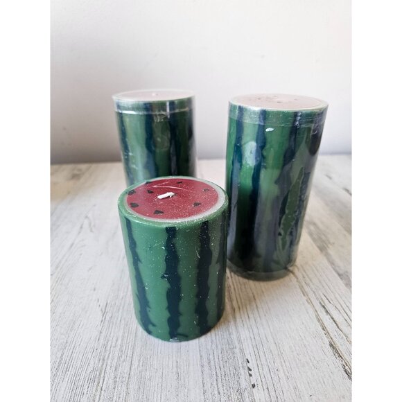 Pier 1 watermelon candle spring set unique food fruit - Picture 1 of 7